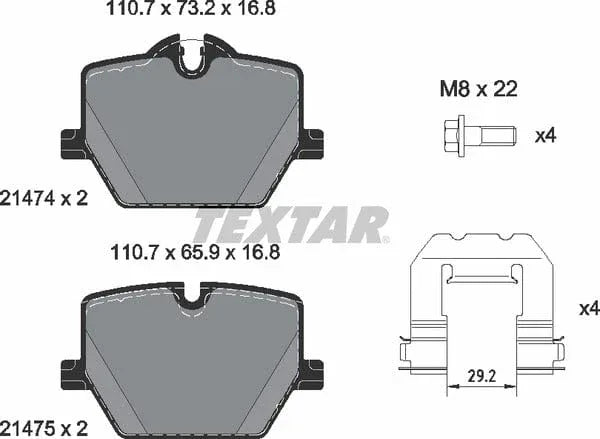 Textar Brake Pads Full Set Of 4 Rear With Brake Caliper Screws With Accessories 2147401 - OEM Quality Replacement - image 5