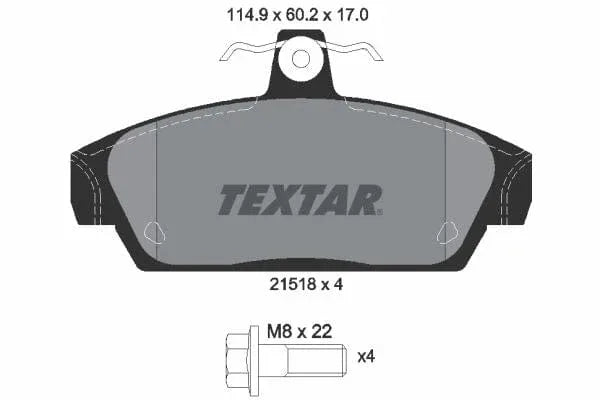 Textar Brake Pads Full Set Of 4 Front With Brake Caliper Screws 2151801 - image 4