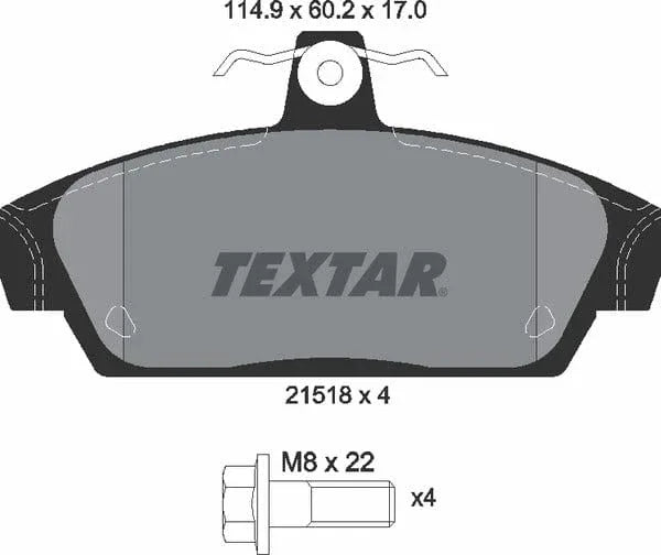 Textar Brake Pads Full Set Of 4 Front With Brake Caliper Screws 2151801 - image 5