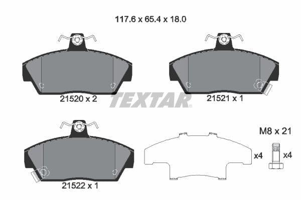 Textar Brake Pads Full Set Of 4 Front With Brake Caliper Screws 2152001 - image 4