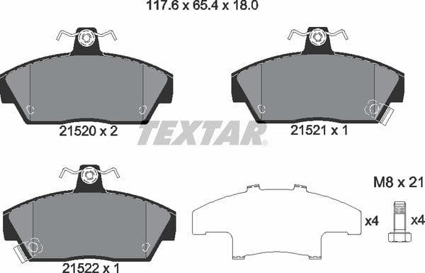 Textar Brake Pads Full Set Of 4 Front With Brake Caliper Screws 2152001 - image 5
