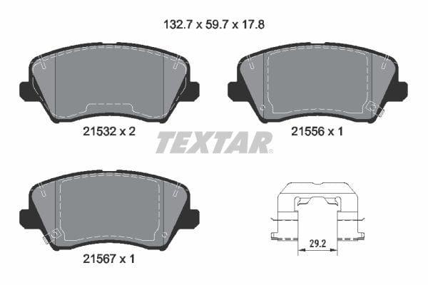 Textar Brake Pads Full Set Of 4 Front With Accessories 2153201 - image 4