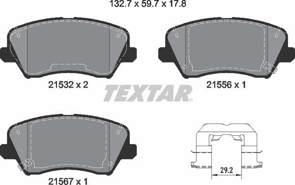 Textar Brake Pads Full Set Of 4 Front With Accessories 2153201 - image 5