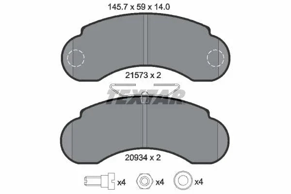 Textar Brake Pads Full Set Of 4 Front With Brake Caliper Screws With Accessories 2157302 - image 4
