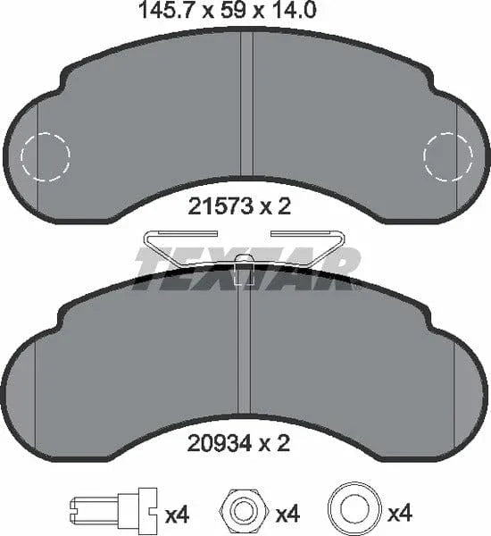 Textar Brake Pads Full Set Of 4 Front With Brake Caliper Screws With Accessories 2157302 - image 5