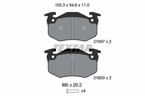 Textar Brake Pads Full Set Of 4 Rear With Brake Caliper Screws 2159701 - image 4