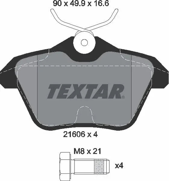 Textar Brake Pads Full Set Of 4 Rear With Brake Caliper Screws 2160601 - image 5