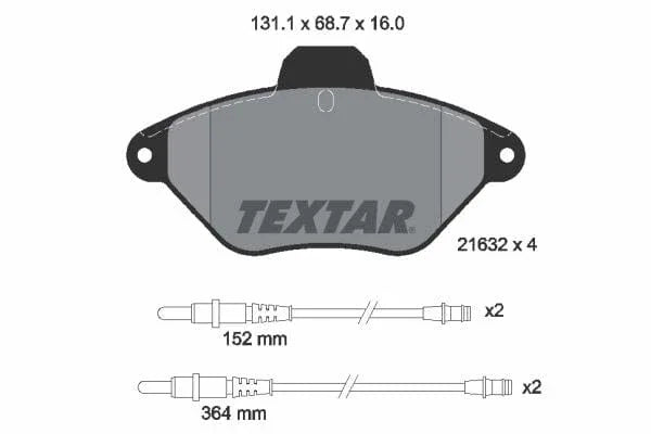 Textar Brake Pads Full Set Of 4 Front 2163201 - image 4