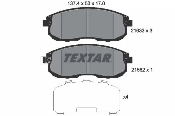Textar Brake Pads Full Set Of 4 Front 2163301 - image 4