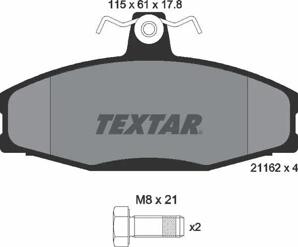 Textar Brake Pads Full Set Of 4 Front With Brake Caliper Screws 2166201 - image 5