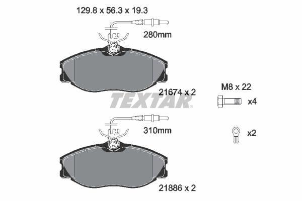 Textar Brake Pads Full Set Of 4 Front With Brake Caliper Screws With Accessories 2167403 - image 4