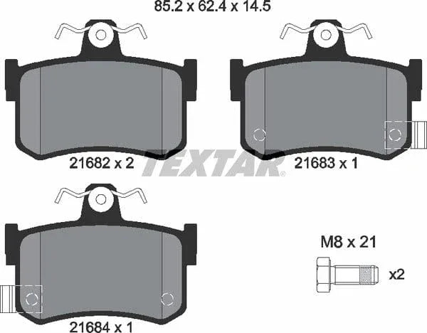 Textar Brake Pads Full Set Of 4 Rear With Brake Caliper Screws 2168202 - image 5