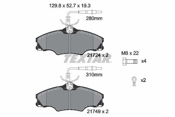 Textar Brake Pads Full Set Of 4 Front With Brake Caliper Screws With Accessories 2172402 - image 4