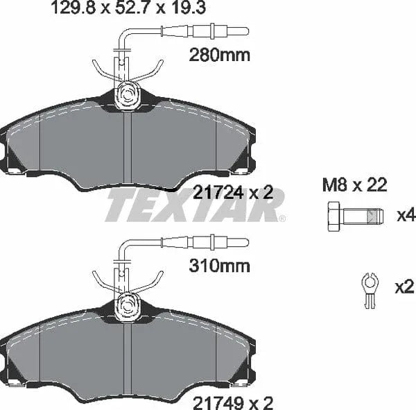 Textar Brake Pads Full Set Of 4 Front With Brake Caliper Screws With Accessories 2172402 - image 5