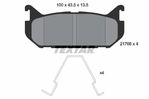 Textar Brake Pads Full Set Of 4 Rear With Accessories 2176603 - image 4
