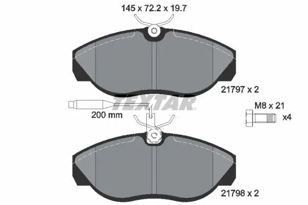Textar Brake Pads Full Set Of 4 Front With Brake Caliper Screws 2179701 - image 4