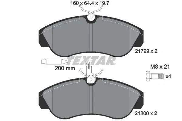 Textar Brake Pads Full Set Of 4 Front With Brake Caliper Screws 2179901 - image 4