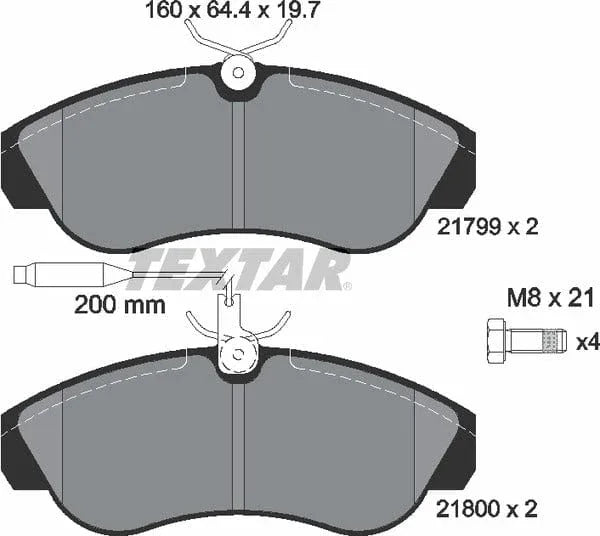 Textar Brake Pads Full Set Of 4 Front With Brake Caliper Screws 2179901 - image 5