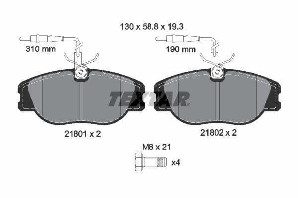 Textar Brake Pads Full Set Of 4 Front With Brake Caliper Screws 2180101 - image 4