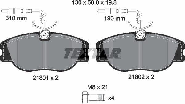 Textar Brake Pads Full Set Of 4 Front With Brake Caliper Screws 2180101 - image 5