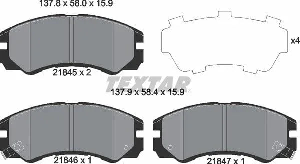 Textar Brake Pads Full Set Of 4 Front 2184501 - image 5