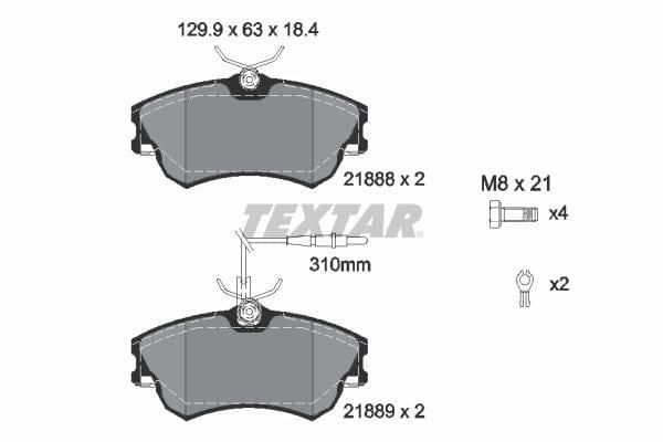 Textar Brake Pads Full Set Of 4 Front With Brake Caliper Screws With Accessories 2188801 - image 4