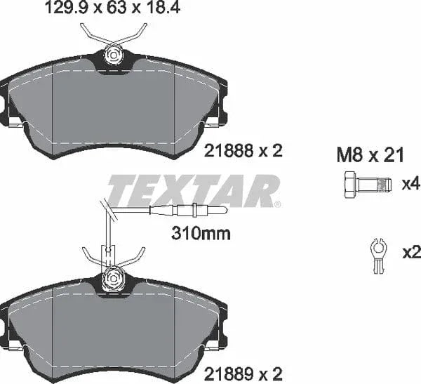 Textar Brake Pads Full Set Of 4 Front With Brake Caliper Screws With Accessories 2188801 - image 5