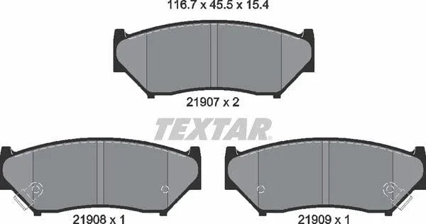 Textar Brake Pads Full Set Of 4 Front 2190701 - image 5