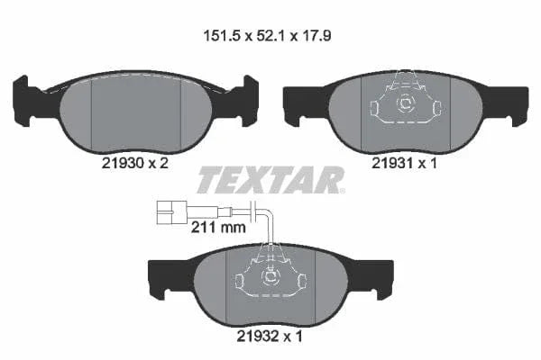 Textar Brake Pads Full Set Of 4 Front 2193002 - image 4