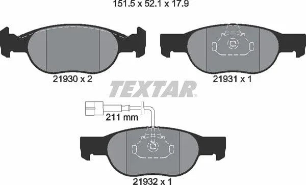 Textar Brake Pads Full Set Of 4 Front 2193002 - image 5