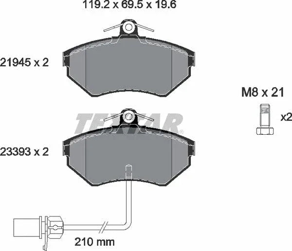 Textar Brake Pads Full Set Of 4 Front With Brake Caliper Screws 2194504 - image 5