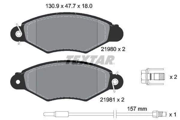 Textar Brake Pads Full Set Of 4 Front With Brake Caliper Screws 2198003 - image 4