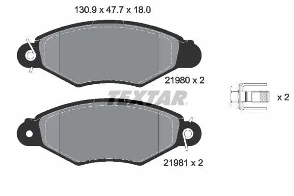 Textar Brake Pads Full Set Of 4 Front With Brake Caliper Screws 2198004 - image 4