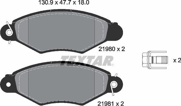 Textar Brake Pads Full Set Of 4 Front With Brake Caliper Screws 2198004 - image 5