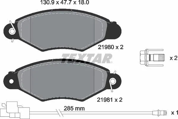 Textar Brake Pads Full Set Of 4 Front With Brake Caliper Screws 2198009 - image 5