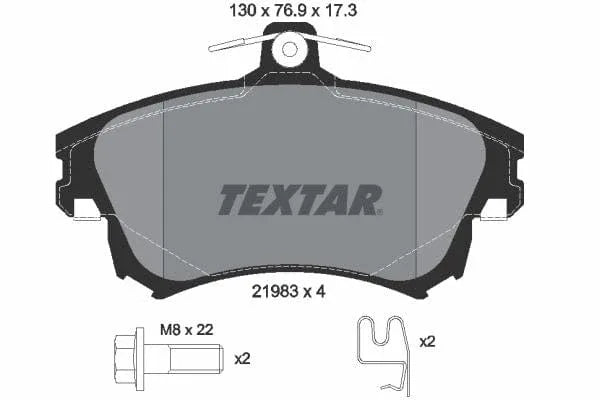 Textar Brake Pads Full Set Of 4 Front With Brake Caliper Screws 2198302 - image 4
