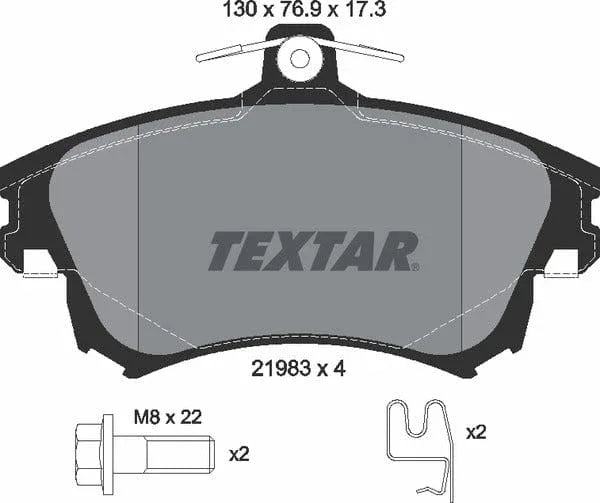 Textar Brake Pads Full Set Of 4 Front With Brake Caliper Screws 2198302 - image 5