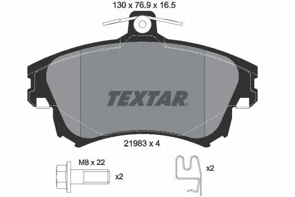 Textar Brake Pads Full Set Of 4 Front With Brake Caliper Screws 2198304 - image 4