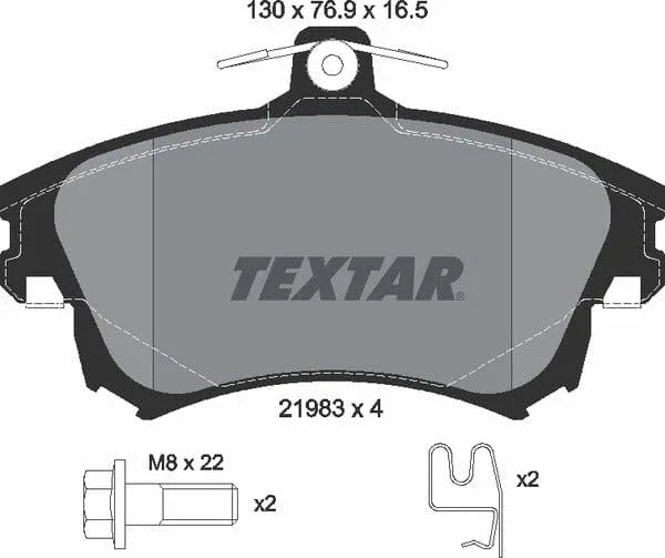 Textar Brake Pads Full Set Of 4 Front With Brake Caliper Screws 2198304 - image 5