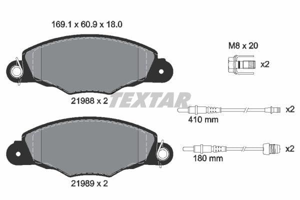 Textar Brake Pads Full Set Of 4 Front With Brake Caliper Screws 2198804 - image 4