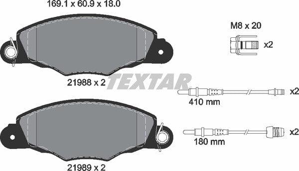 Textar Brake Pads Full Set Of 4 Front With Brake Caliper Screws 2198804 - image 5