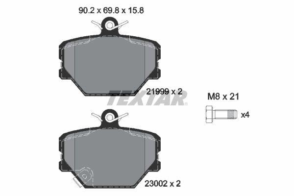 Textar Brake Pads Full Set Of 4 Front With Brake Caliper Screws 2199901 - image 4