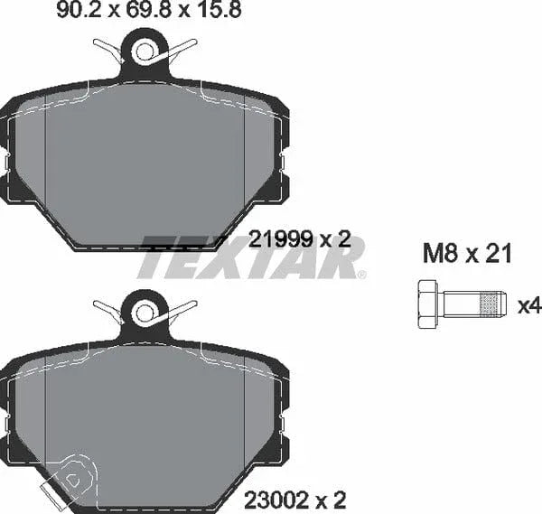 Textar Brake Pads Full Set Of 4 Front With Brake Caliper Screws 2199901 - image 5