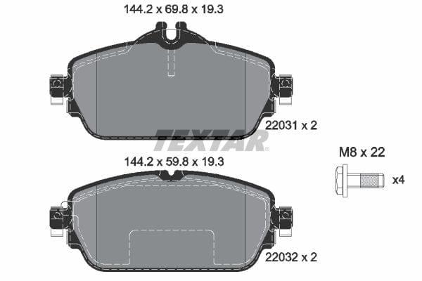 Textar Brake Pads Full Set Of 4 Front With Brake Caliper Screws 2203102 - image 4