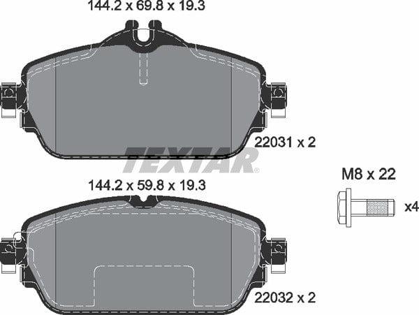 Textar Brake Pads Full Set Of 4 Front With Brake Caliper Screws 2203102 - image 5