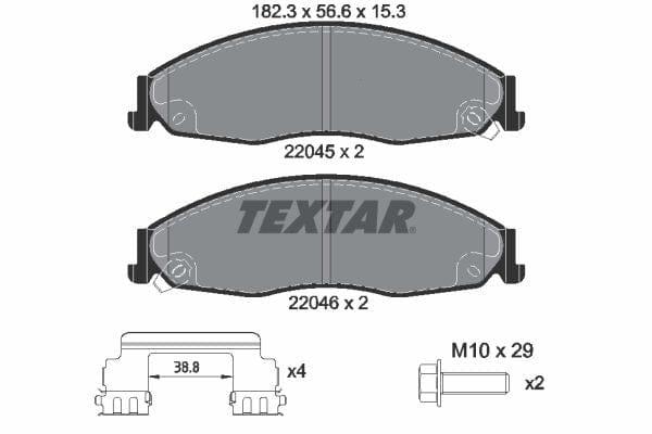 Textar Brake Pads Full Set Of 4 Front With Brake Caliper Screws With Accessories 2204501 - image 4