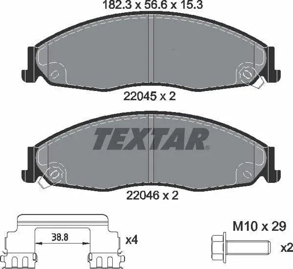 Textar Brake Pads Full Set Of 4 Front With Brake Caliper Screws With Accessories 2204501 - image 5