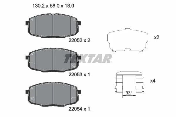 Textar Brake Pads Full Set Of 4 Front With Accessories 2205201 - image 4
