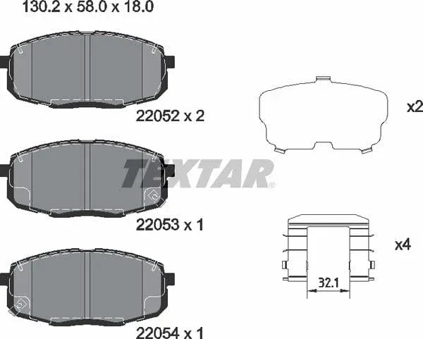 Textar Brake Pads Full Set Of 4 Front With Accessories 2205201 - image 5