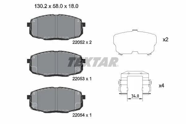 Textar Brake Pads Full Set Of 4 Front With Accessories 2205203 - image 4